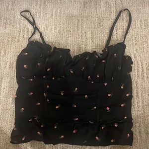 Reformation ruffle tank with small floral print